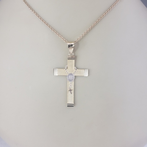 14 Karat Yellow and White Gold Cross and Rosary Bead Pendant #16753 - Picture 7 of 7